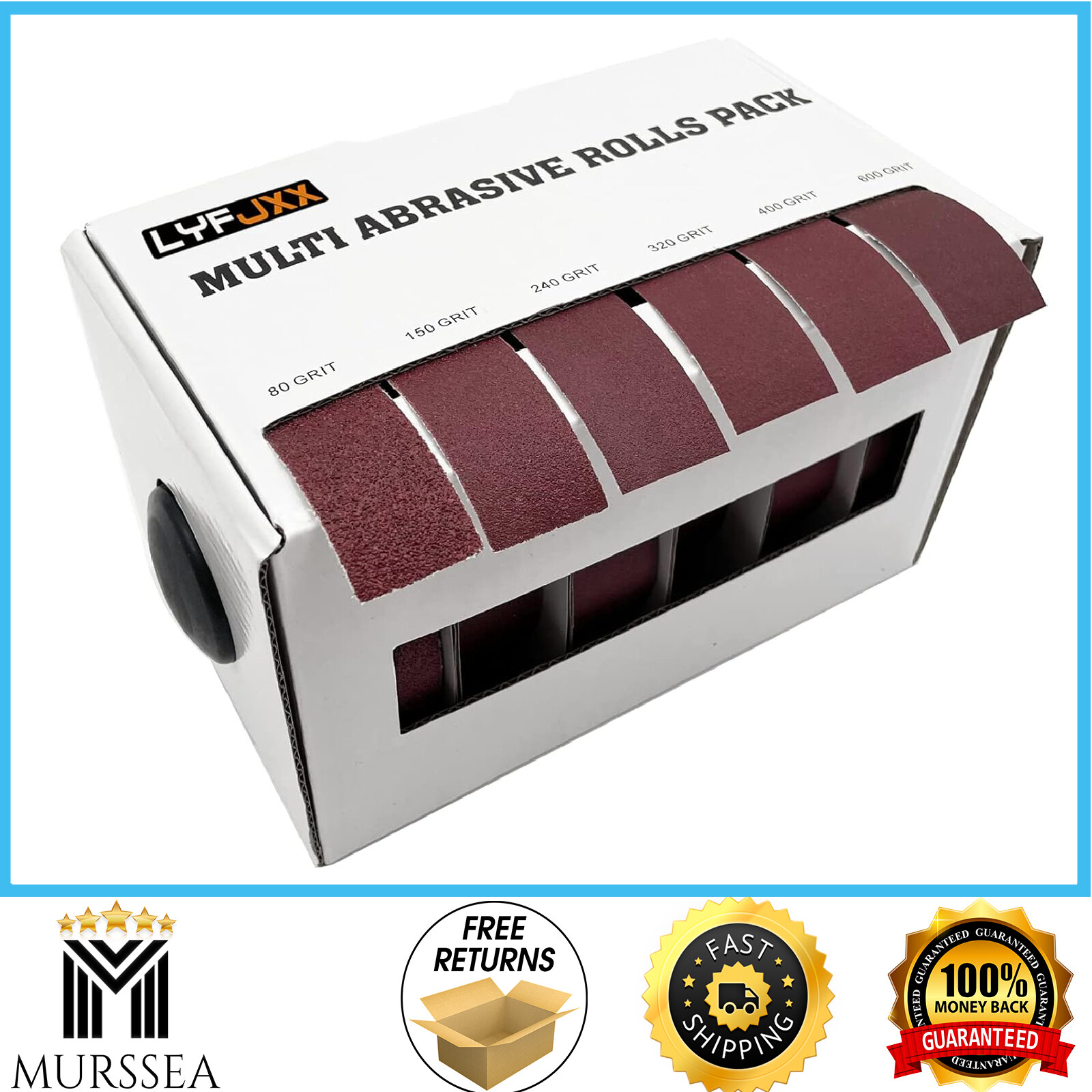 Emery Cloth Sandpaper Roll Aluminum Oxide Coarse To Fine Grit Grinding 6rolls 8m