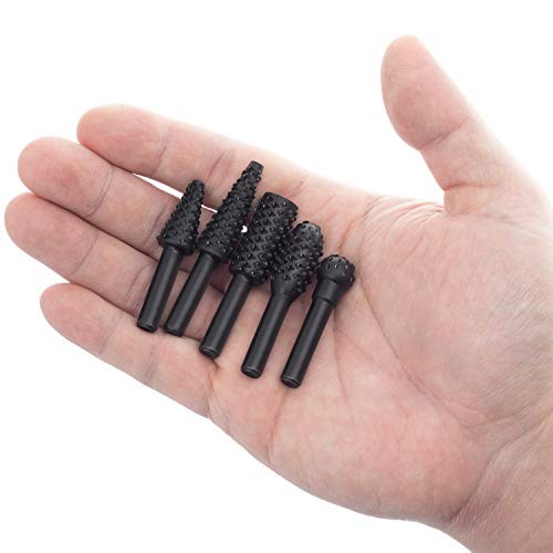 5 PCS Woodworking Twist Drill Bits, Wood Carving File Rasp Drill Bit, with