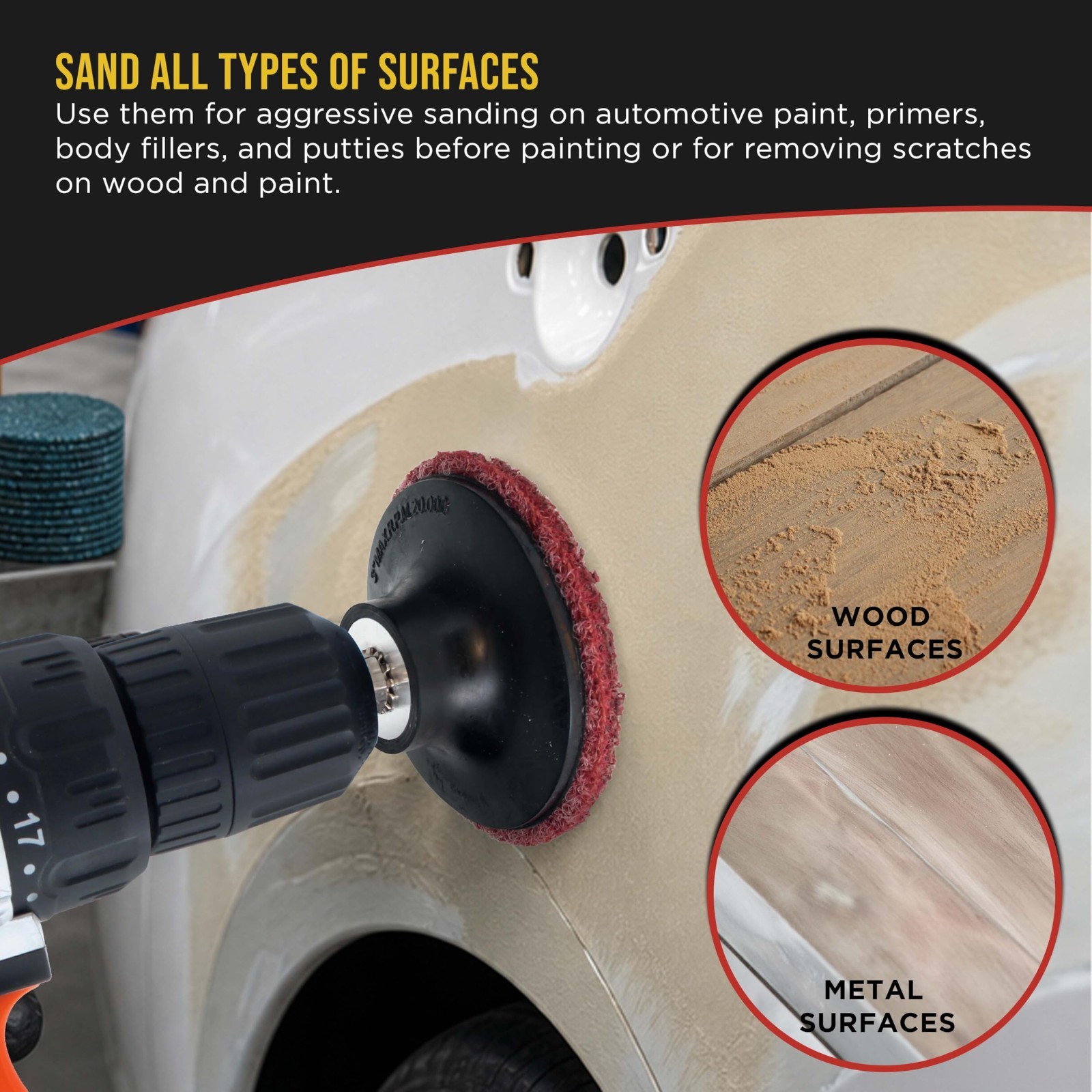 46-Piece 3″ Sanding Discs Variety Pack – Coarse, Medium, Fine Grit for Rust & Pa