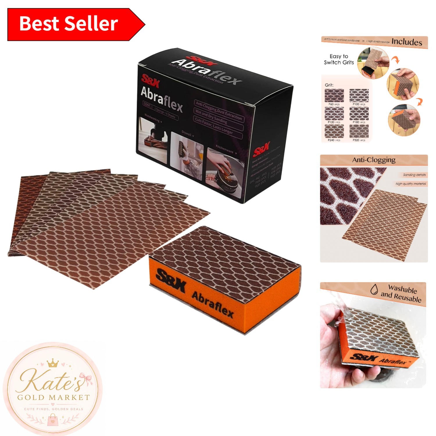 Compact 6-Piece Sanding Sponge Set, Effortless Grit Changes for DIY Projects