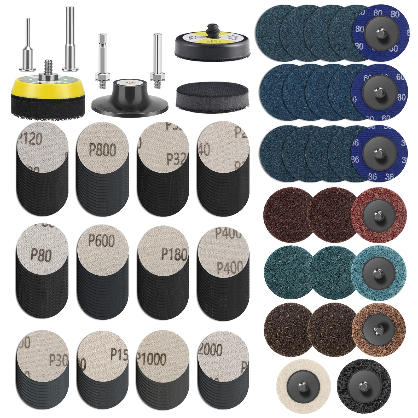 195x 2″ Roll Lock Sanding Disc Set 1/4 Shank for Die Grinder Rotary Quick Change