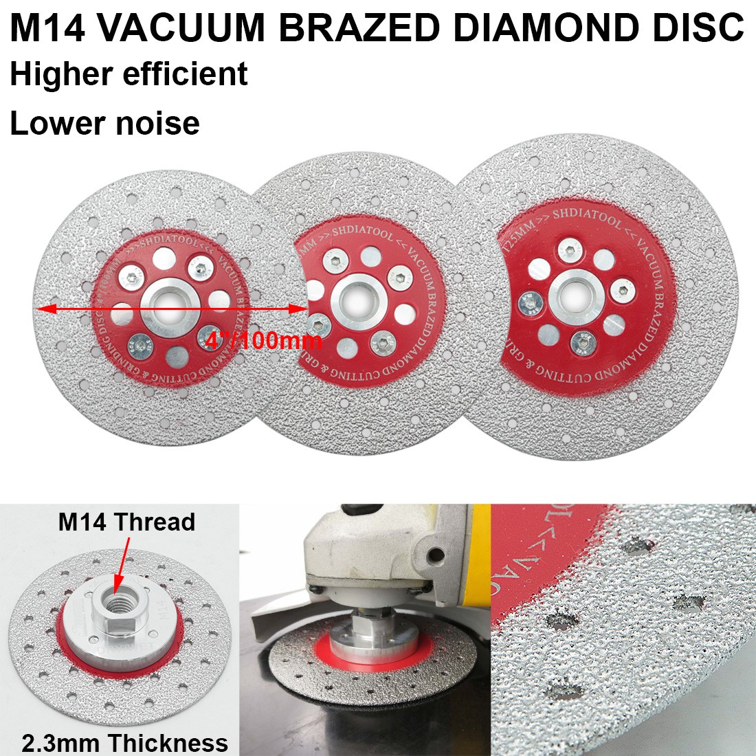 2pcs 4″/4.5″/5″ Diamond Cutting Grinding Disc M14 Saw Blade Tile Marble Stone