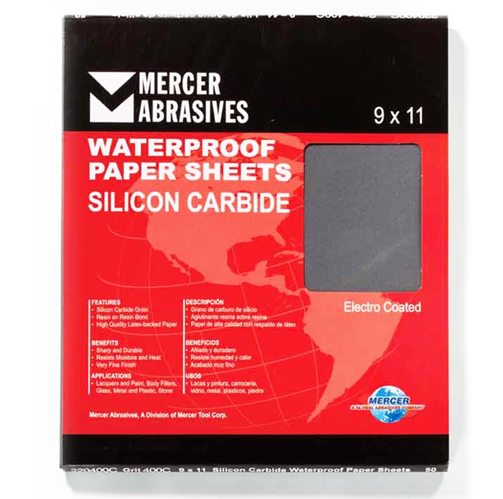 220500C 9×11 Inch Silicon Carbide Waterproof Paper Sheets Grit 500C 50 Pack