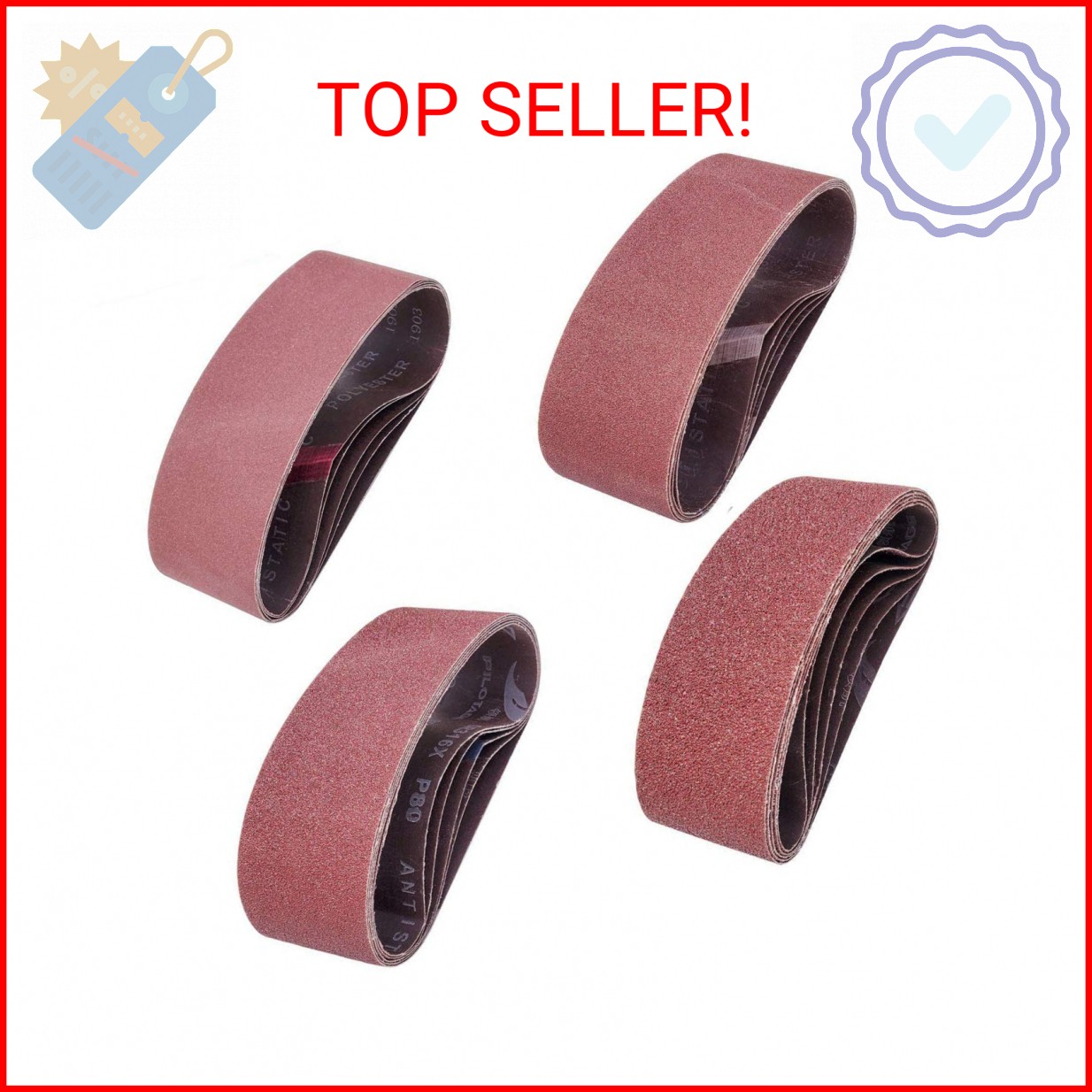 Sackorange 20 PCS 3 inch x 21 inch Abrasive Sanding Belts – 5 Each of 40 80 120