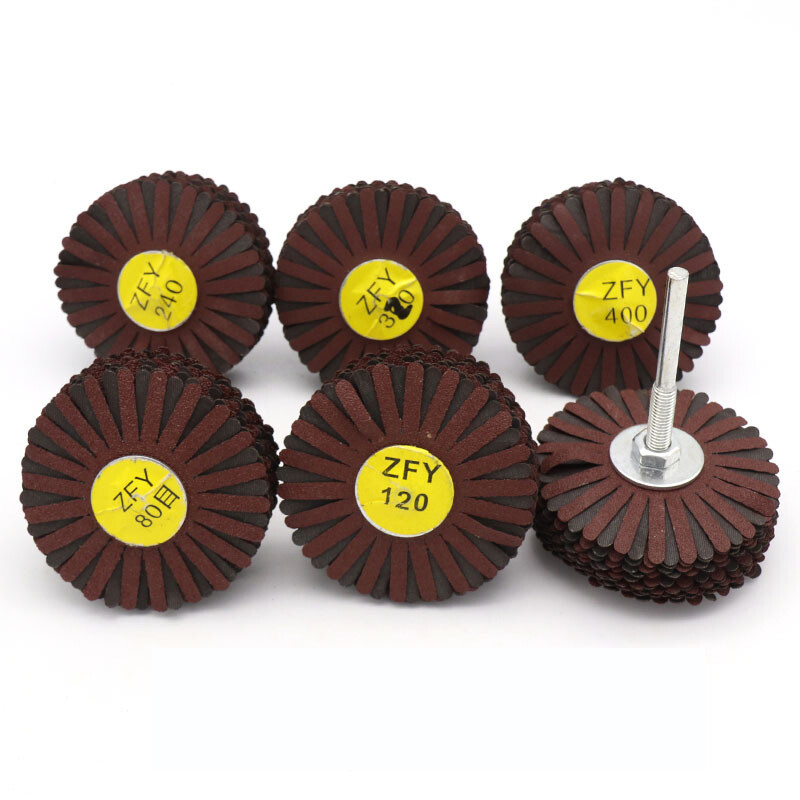 80mm Abrasive Cloth Flap Wheel Sanding Disc With 6mm Shank Diameter 80-400 Grit