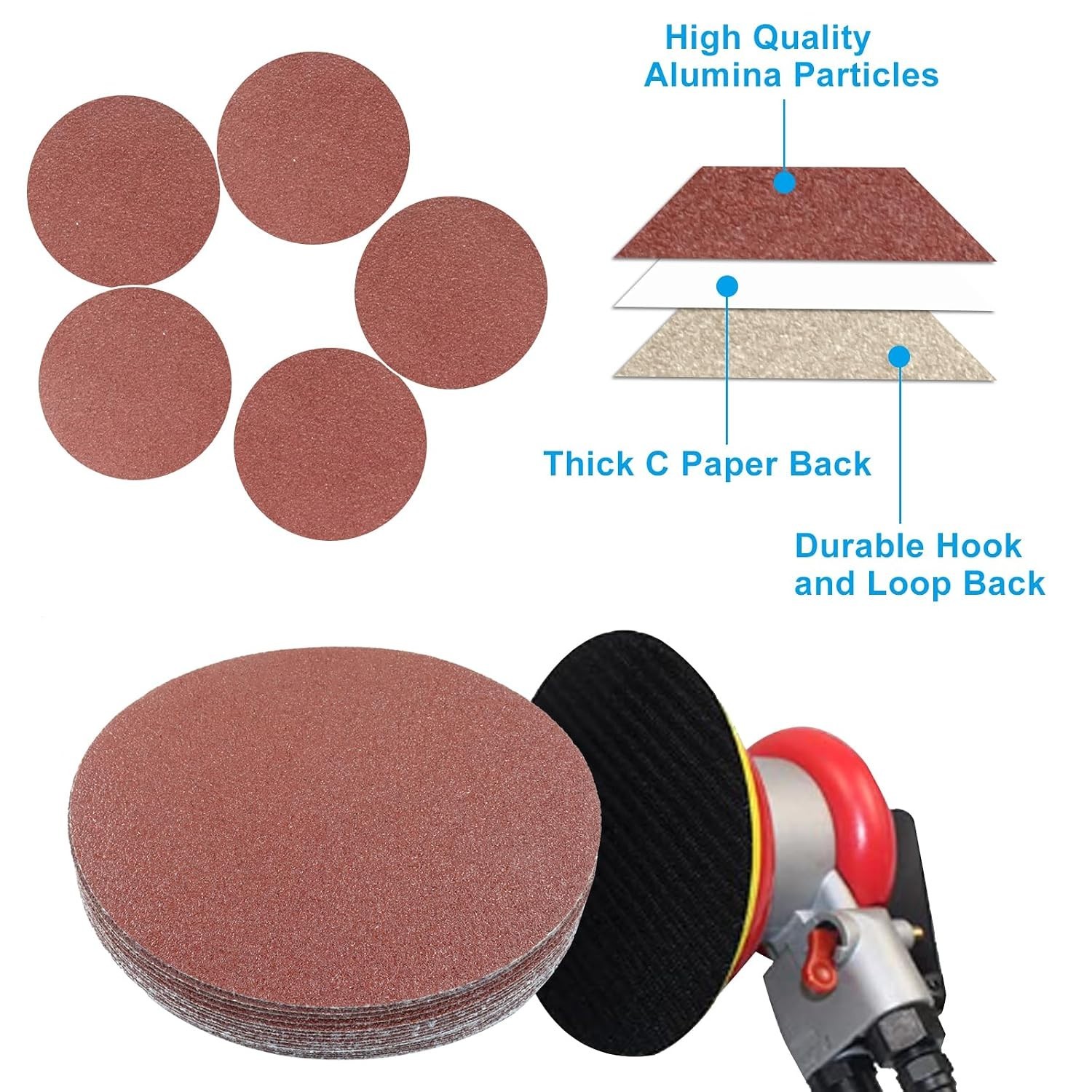 50 Pack 40 Grit 7 Inch Hook-and-Loop Sanding Discs | Aluminum Oxide, Grinding…