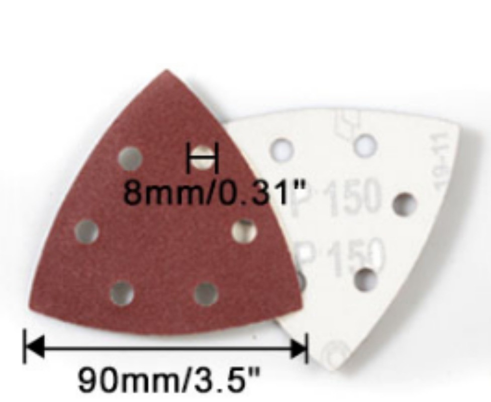 200PCS 3.5in 6-H AO Triangle Sanding Disc Hook & Loop P40/60/80/100/120 For Wood