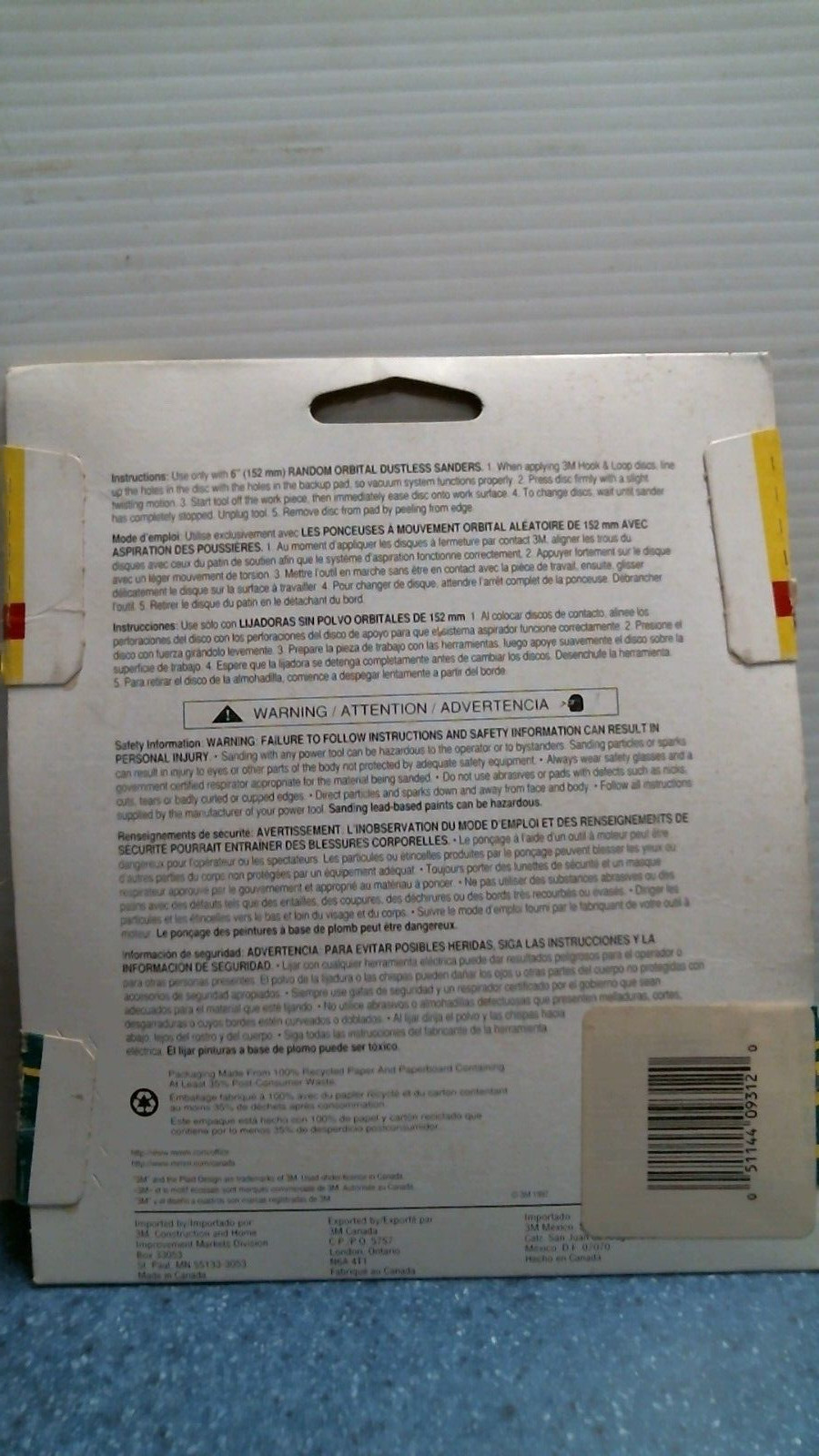 3M 6 in./ Po Hook & Loop Discs 5pk (9312NA) FS