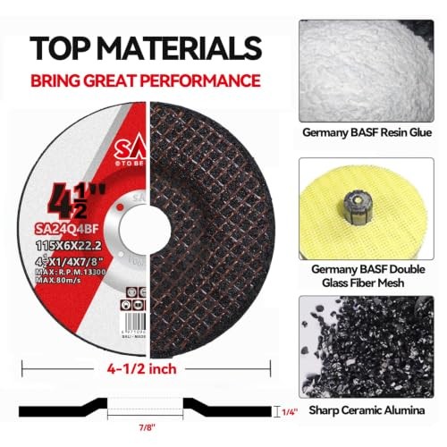 Pack 4-1/2 Inch Grinding Wheels for Angle Grinder, Aluminum Oxide Grinding 10