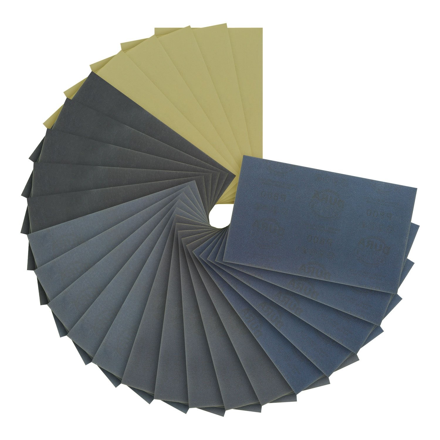 Dura-Gold Premium 3-2/3″ x 9″ Wet or Dry Sandpaper, Grits 800, 1000, 1500, 20…