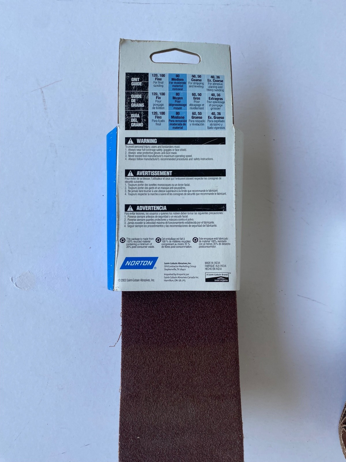 2 Pack Norton sanding belts, 3″ x 21″ , 80 grit & 36 grit- 10 Belts in Total