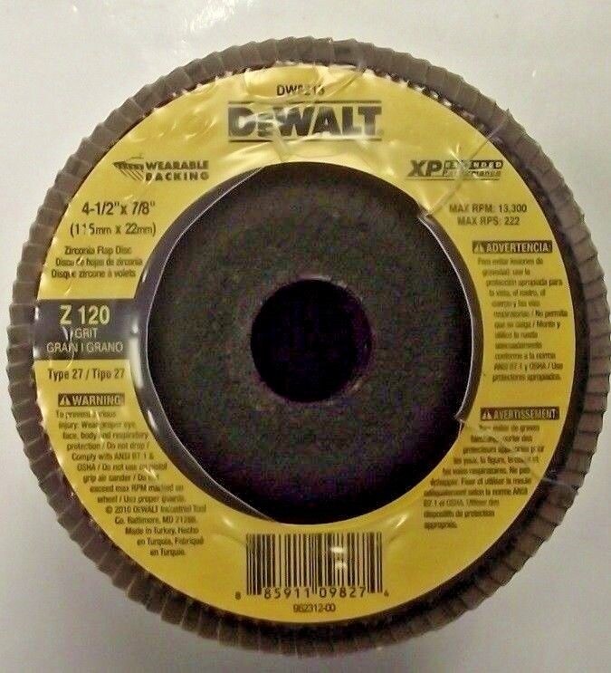 DEWALT DW8213 4-1/2″ x 7/8″ Z120 T27 Flap Disc Extended Performance 5 Pack