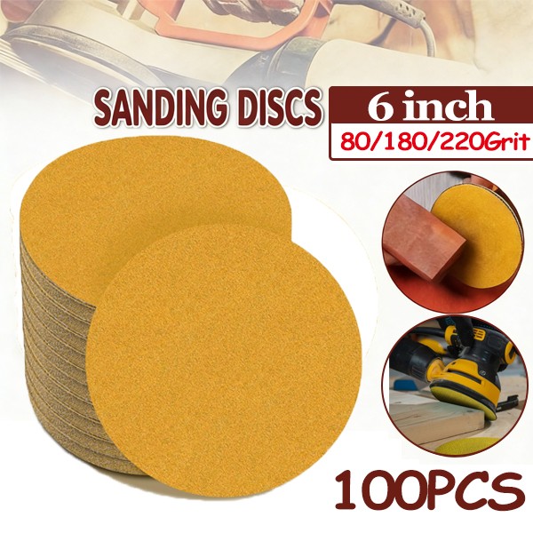 6″ Inch 80-220 Grit 100-PACK DA PSA Sanding Disc Sandpaper Orbital Sander Paper