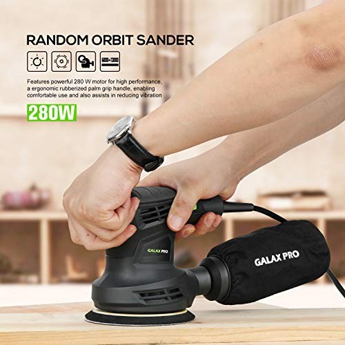 13000OPM Max 6 Variable Speeds Orbital Sander with 15Pcs Sanding Discs, 280W