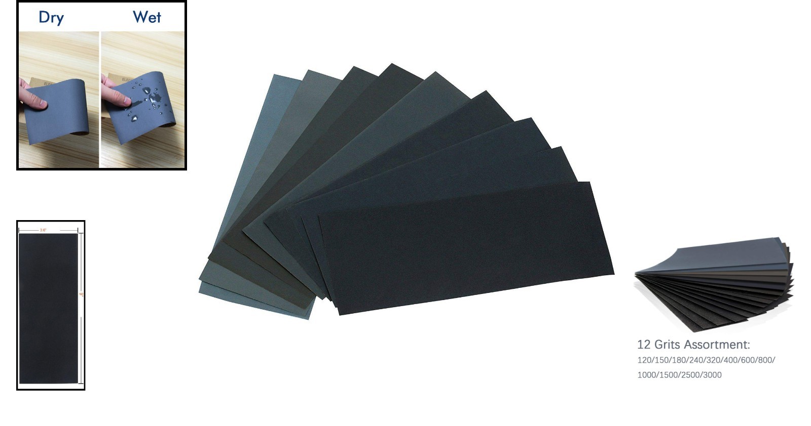 Fine Grit Sandpaper Assorted Pack – 24 Sheets for Wet & Dry Projects, 12 Grits