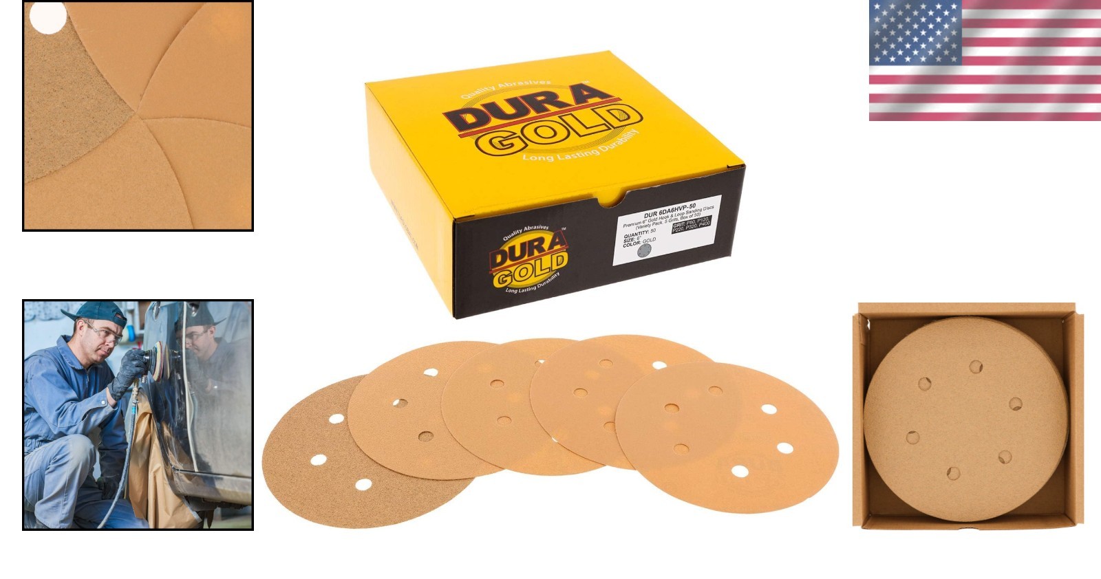 Sanding Discs 6 Inch Grits 80 120 220 320 400 Dustless Hook Loop Pack of 50
