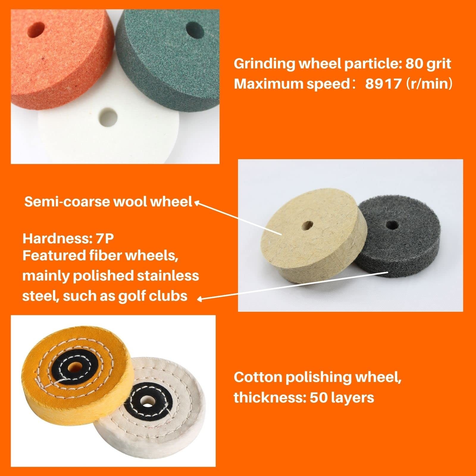 Grinding Wheel Buffing Wheels 8 Set 3 Inch. For Small Grinder Polishing Machine