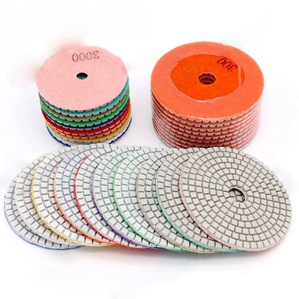 11Pcs 4 inch 100mm Diamond Polishing Pads Kit Wet/Dry for Granite Stone Concrete