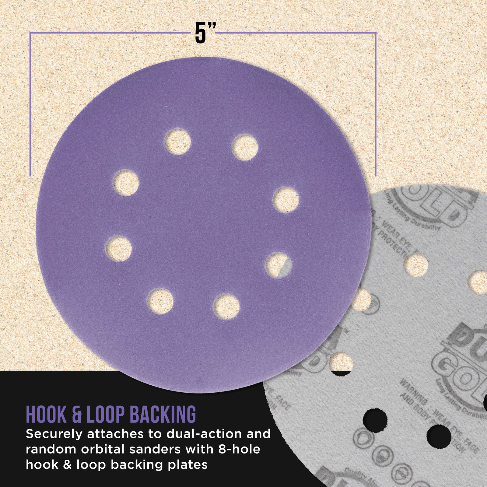 800 Grit 5″ Ceramic Sanding Discs, 8-Hole, Box of 50 – Hook & Loop Sandpaper