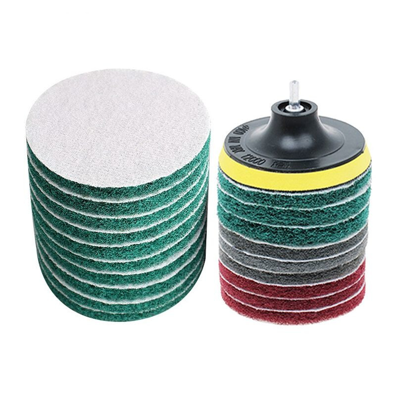30 Pcs Drill Clean Pad Non-woven Abrasive Sanding Disc Coarse to Fine Change