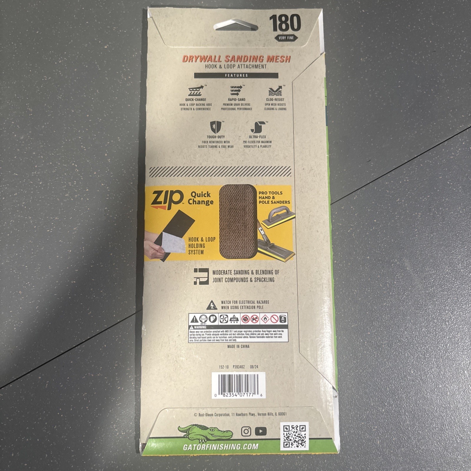 Zip Gator Hook Loop Sanding Mesh 180 Drywall Very Fine 4.5”x10.5” Sandpaper x 4