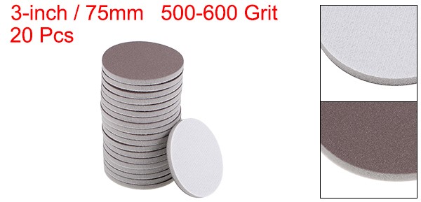 20pcs 3-Inch Sanding Sponge Hook and Loop Sanding Disc Corundum 500-600 Grit