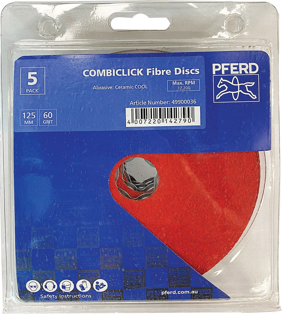 5x PFERD 5″ 125mm Ceramic Fibre Sanding Discs 36 60 80 120 Grit Combiclick CC-FS