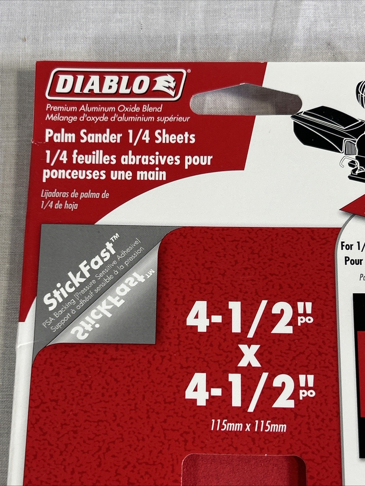 Diablo 4Pk 4.5” X 4.5” Sheet Stick Fast Very Fine 150 Grit Sand Paper.
