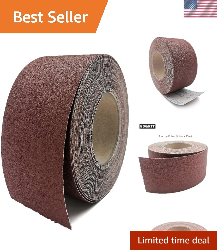Versatile 80 Grit Emery Cloth Roll, 3″x49ft – Ideal for Woodworking & Automotive