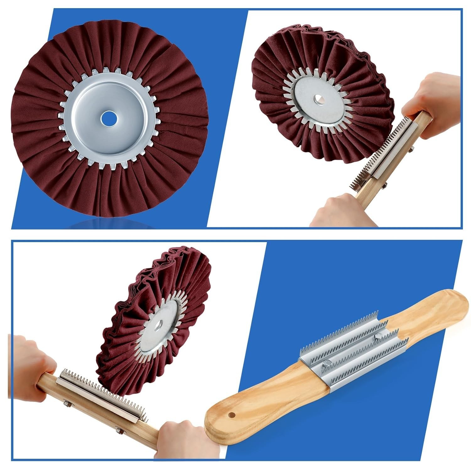 15 Pcs 8″ Airway Polishing Wheel Kit with Buffing Compound for Angle Grinder