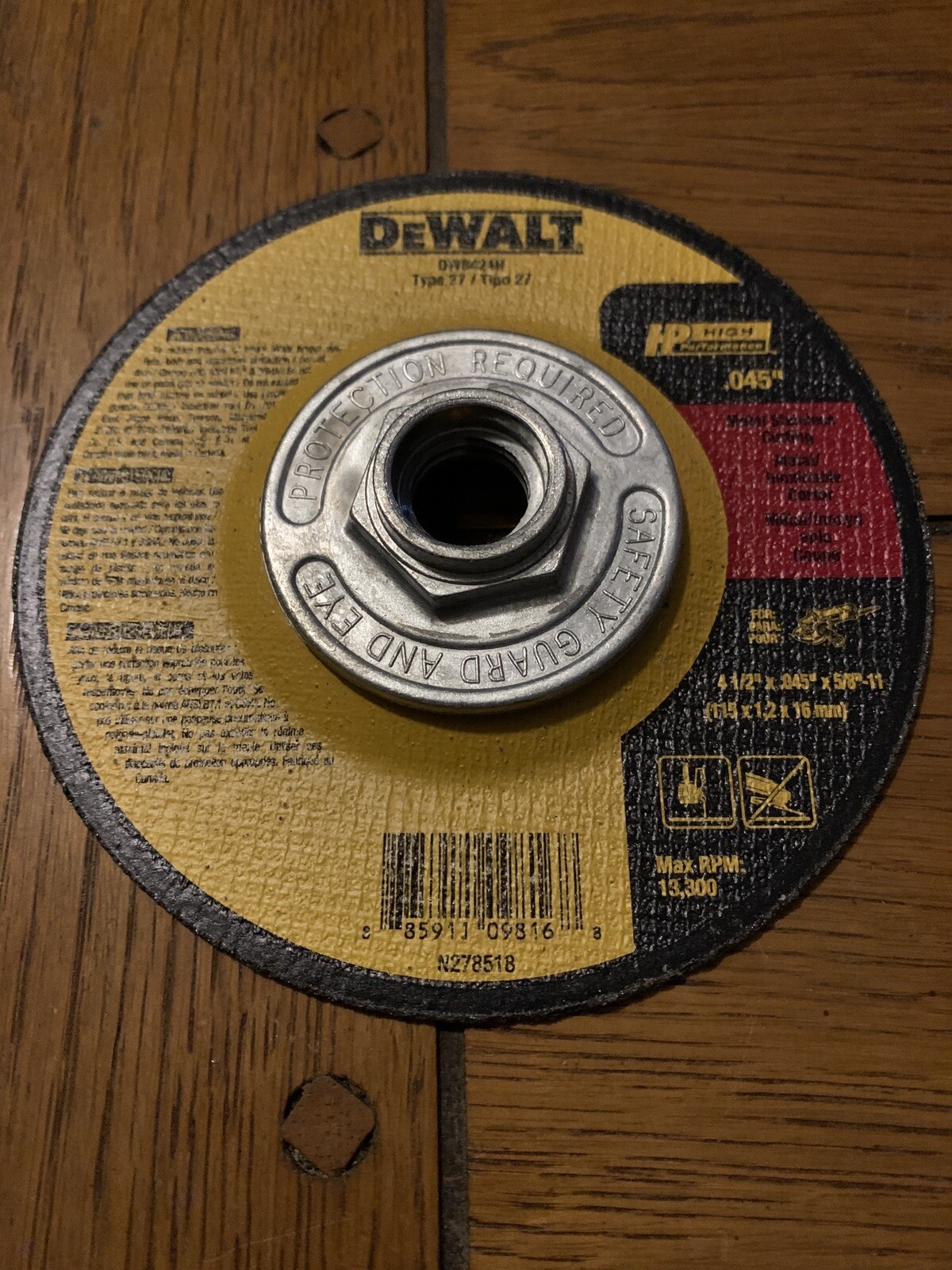 DeWalt DW8424H 4-1/2″ x .045″ x 5/8″-11 Metal Cutting Wheel