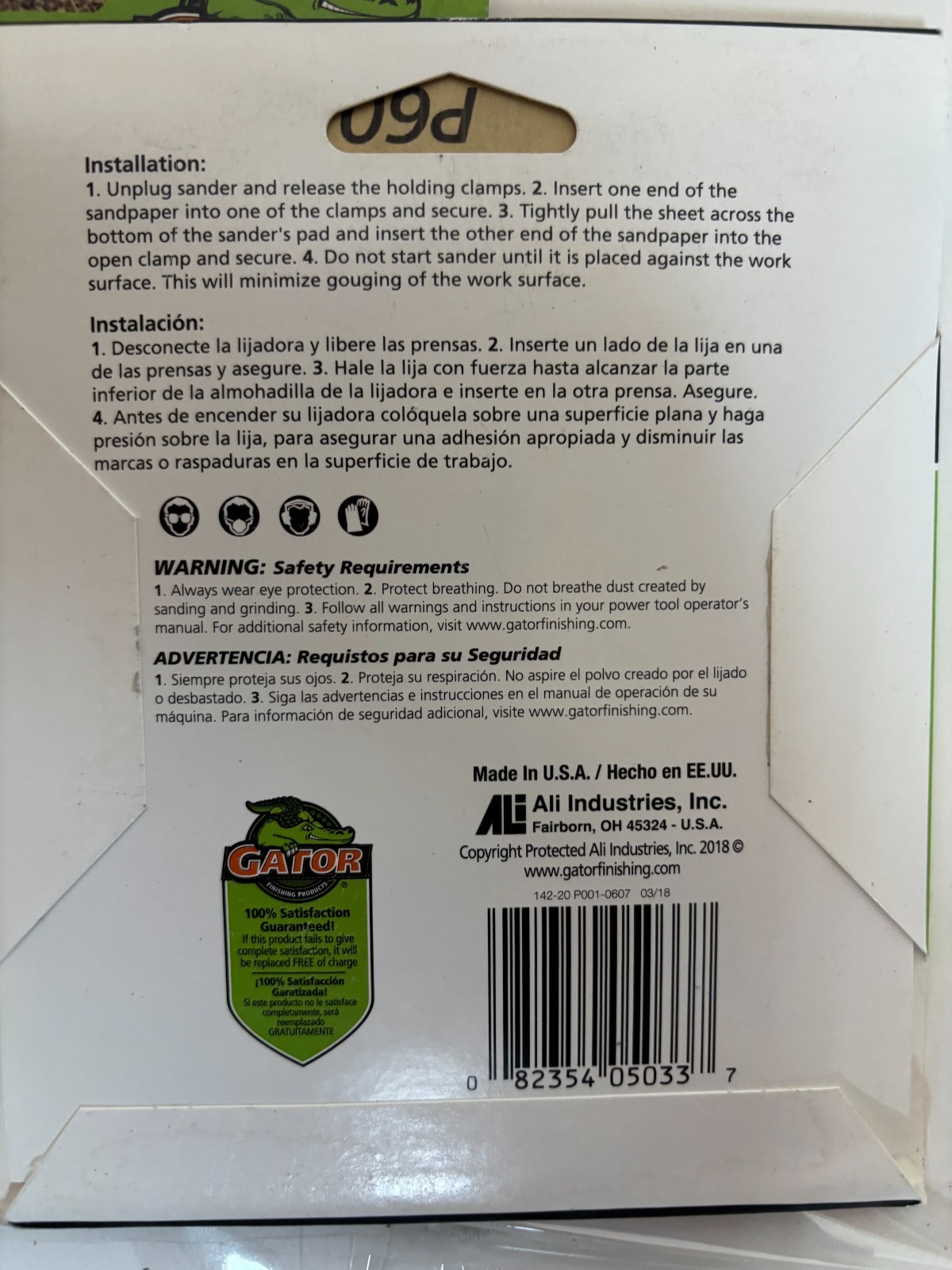 15 packs of Clamp-on 60 grit Gator Power Sandpaper – 6 Sheets/Pack 4.5″ x 5.5″