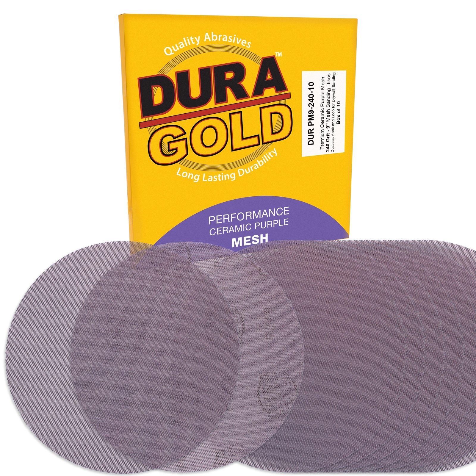 240 Grit 9″ Purple Ceramic Mesh Sanding Discs, Box of 30 – Hook & Loop Sandpaper
