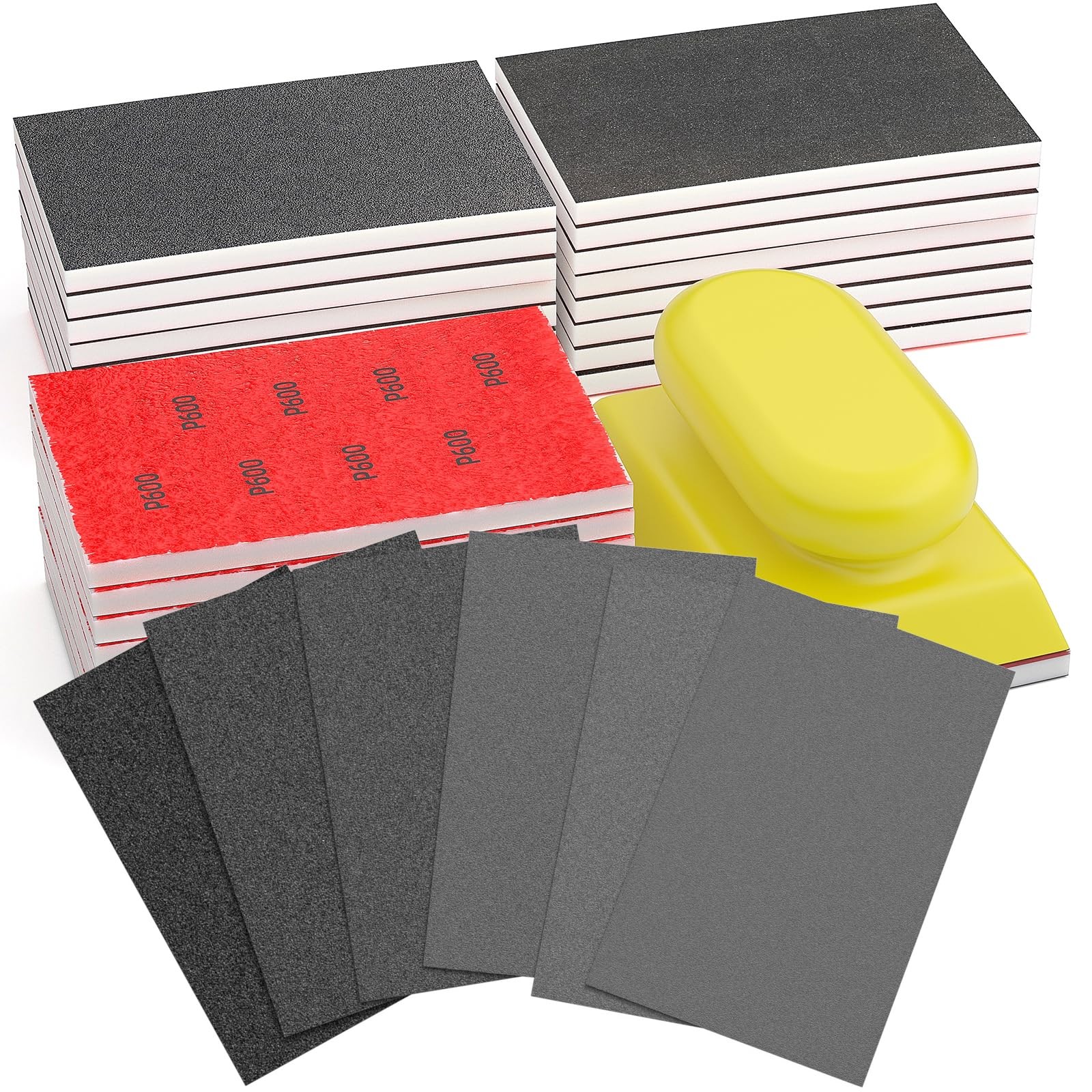Sanding Sponge Set 25 PCS 120600 Grit Reusable 34 Inch Wet Dry Foam Blocks