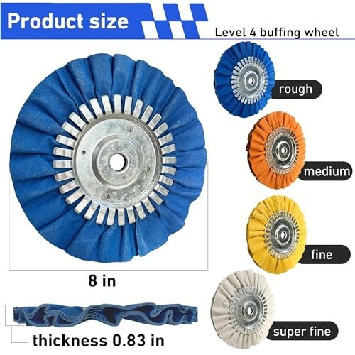 8″ Buffing Wheel Kit – 9Pcs Aluminum Polishing Set, 5/8″ Arbor, Angle Grinder Co
