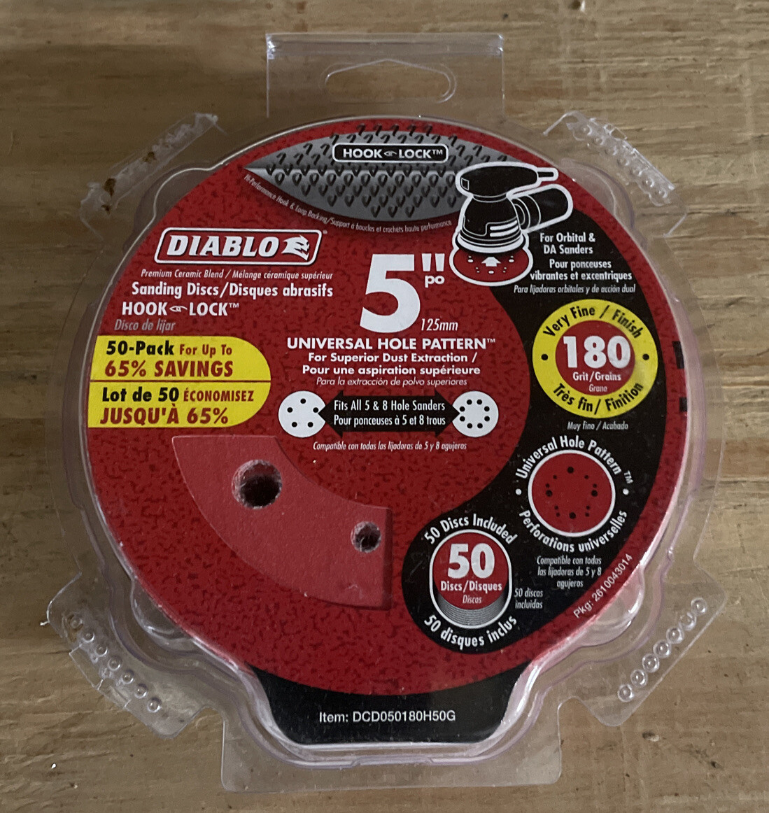 Diablo 5 in. Ceramic Blend Hook and Lock Sanding Disc 180 Grit Very Fine 50 pk