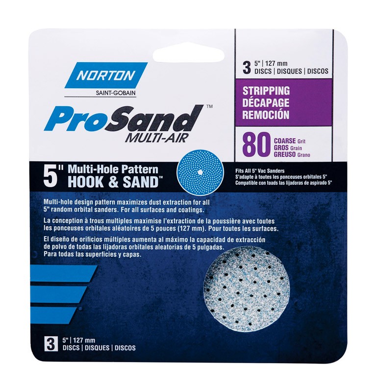 Norton 07660703232 Ceramic Alumina Hook & Loop 80-Grit Sanding Disc 5 in. 2 Pack