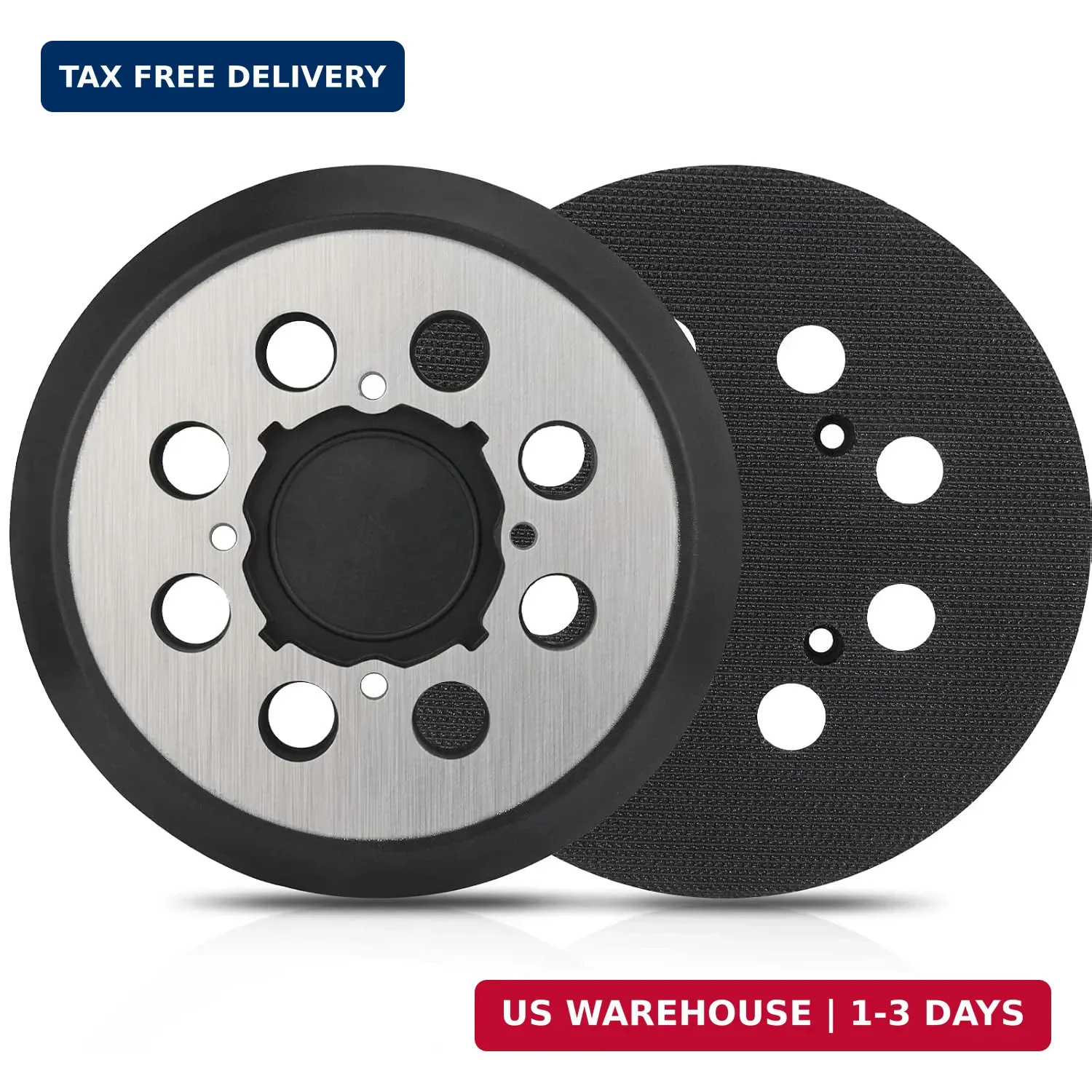 2 Pack 5″ 8 Hole Hook & Loop Replacement Orbital Sander Metal Pad Compatible wit