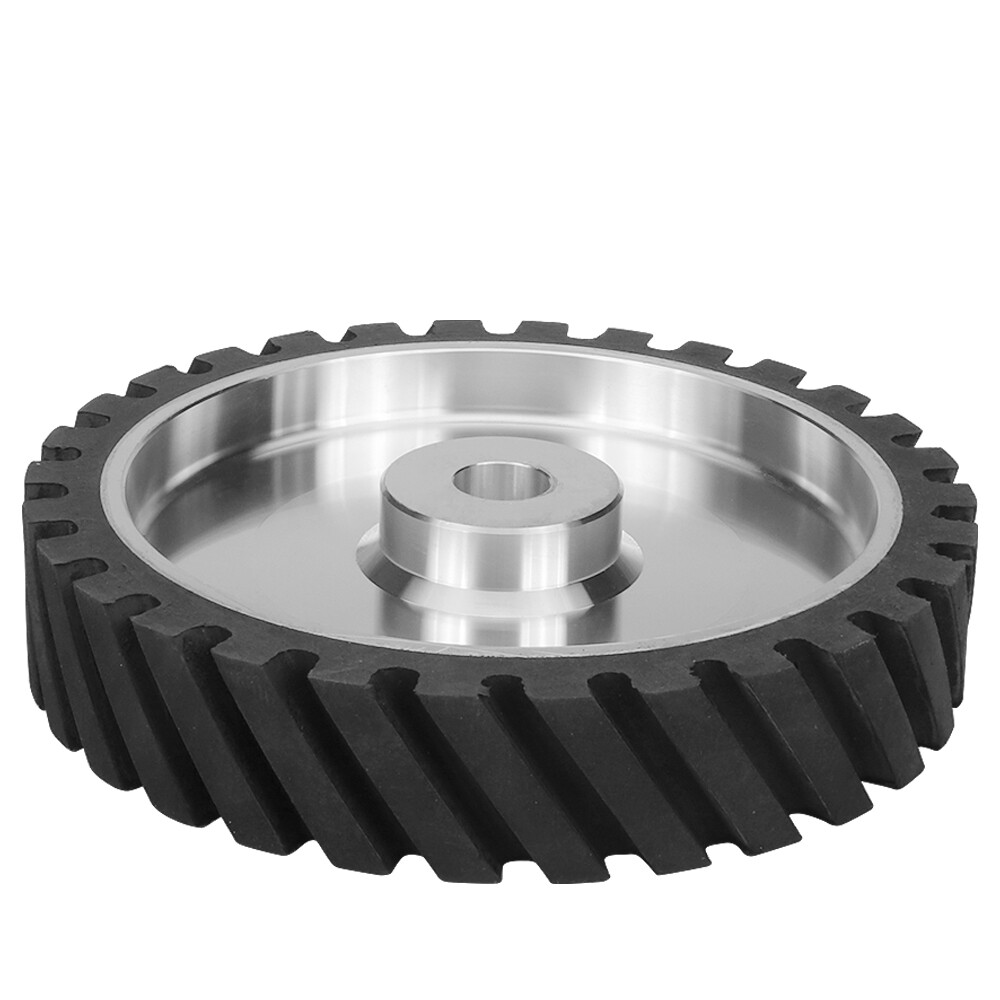 150mm/200mm/250mm Rubber Serrated Sand belt Grinding Contact Wheel Abrasive Tool