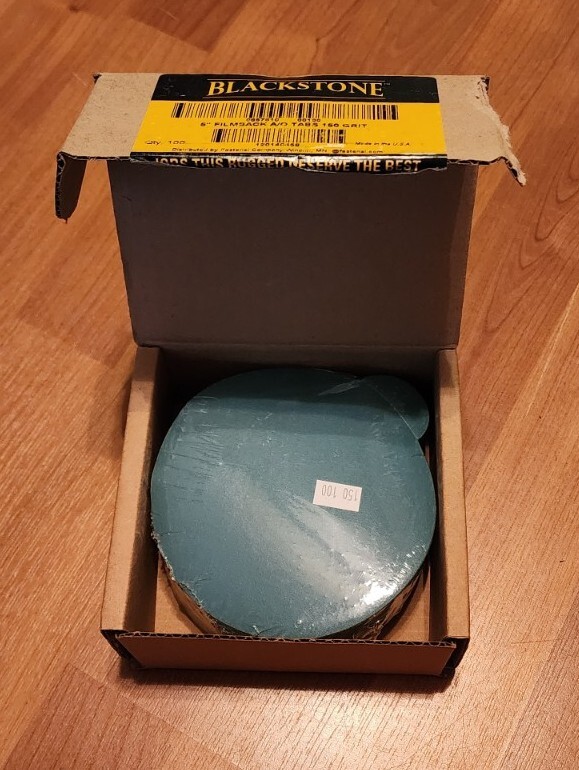 5″ Dia 150-Grit Fine Blue Aluminum Oxide Blackstone® Sanding Discs – 100 pieces