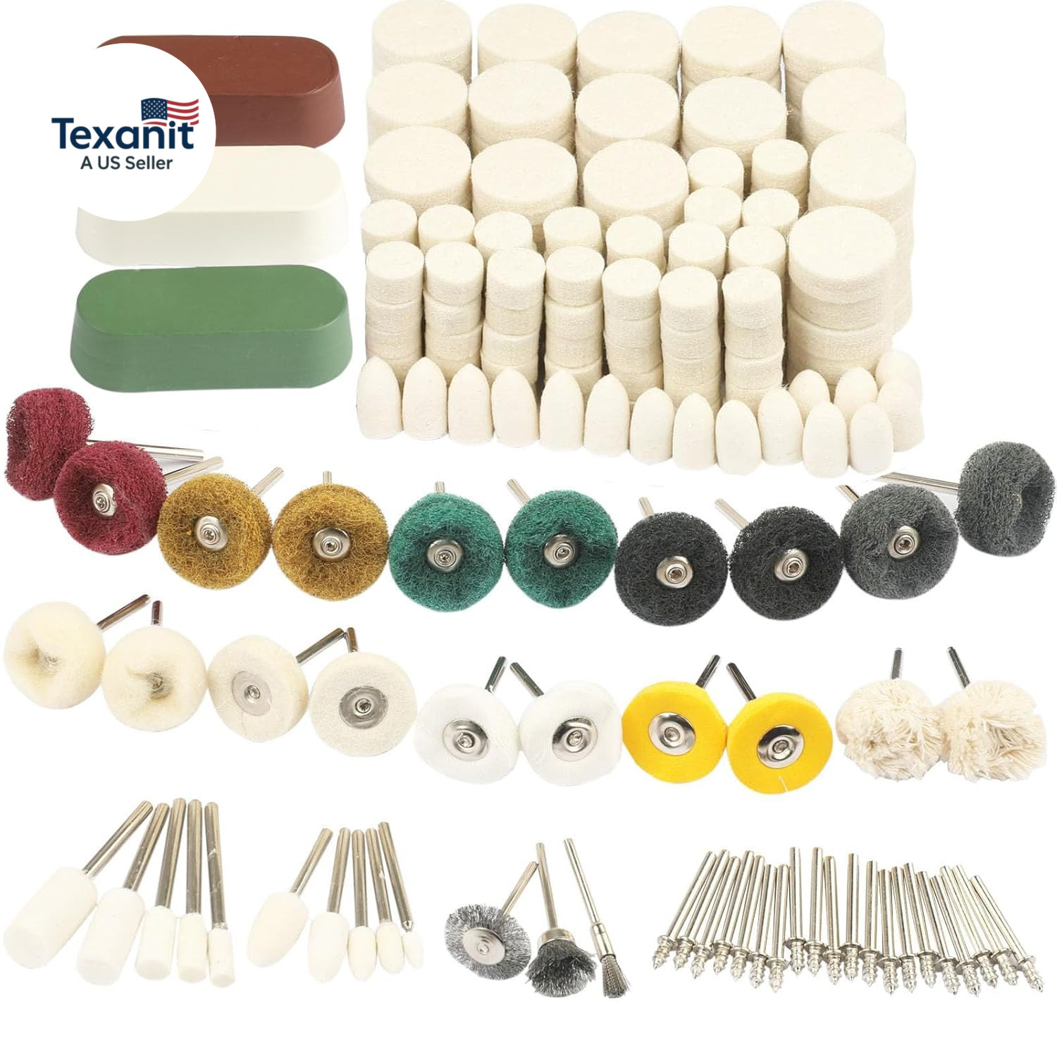 246PCS Polishing Buffing Wheel Polishing Kit for Dremel, Felt Wool Pad Set with