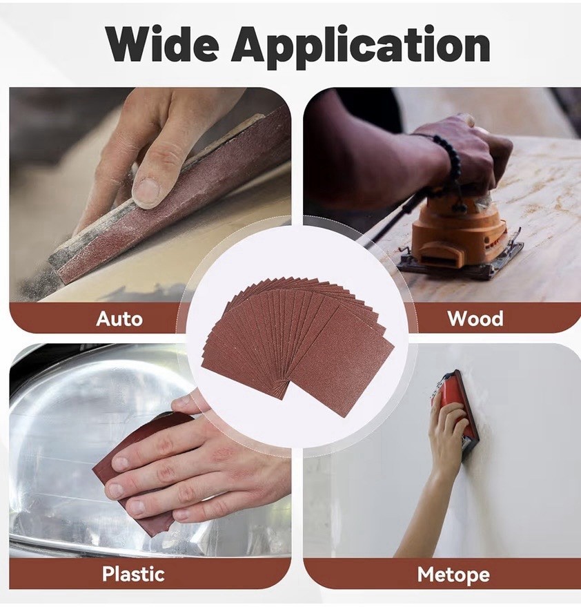 50PACK 1/4 Sandpaper Sheet,4-1/2″*5-1/2″ Assorted 60-80-120