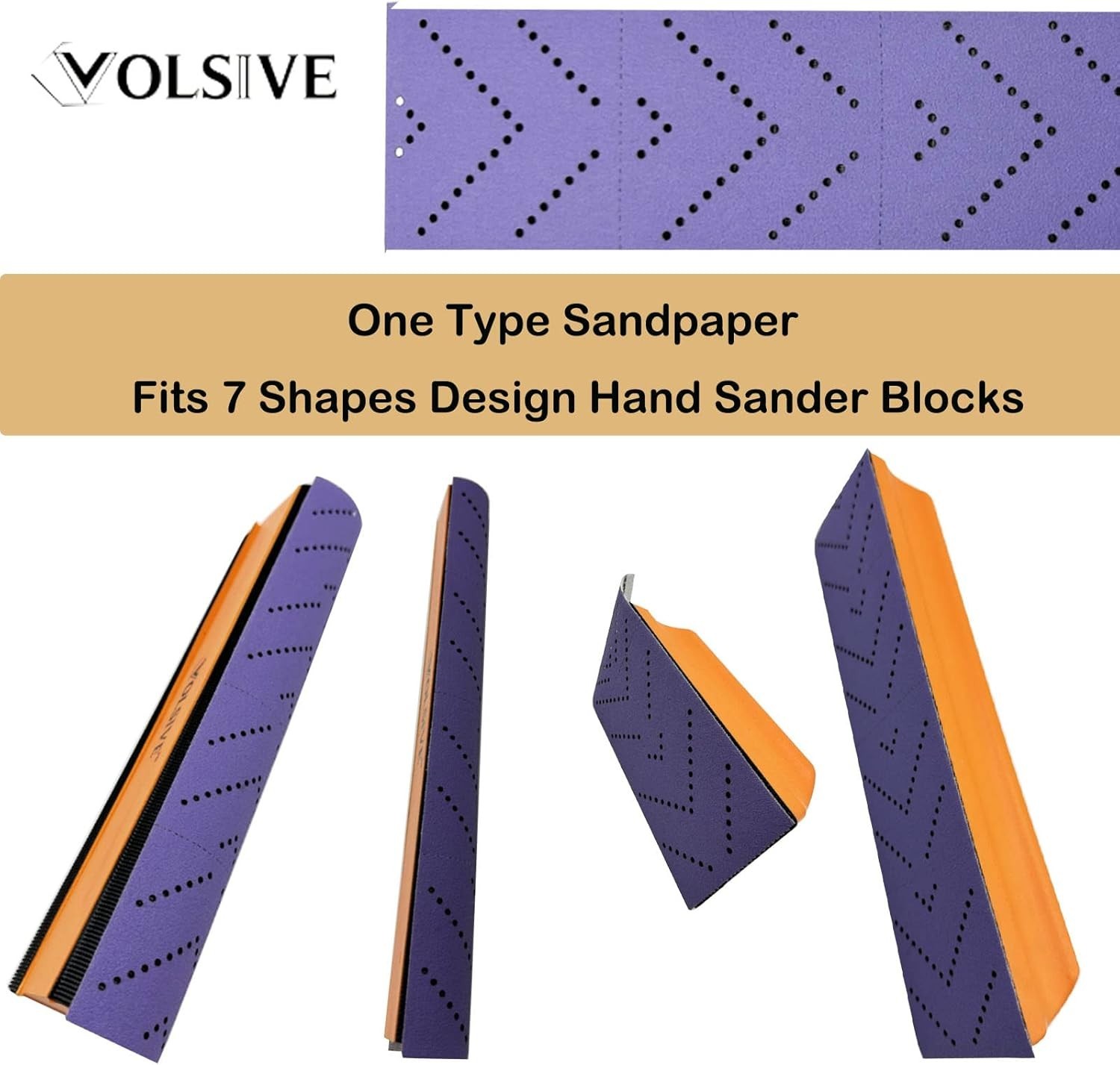 VOLSIVE 7pcs Hand Sanding Block Set, Rectangle Handheld Sanding Pad, Hook and…