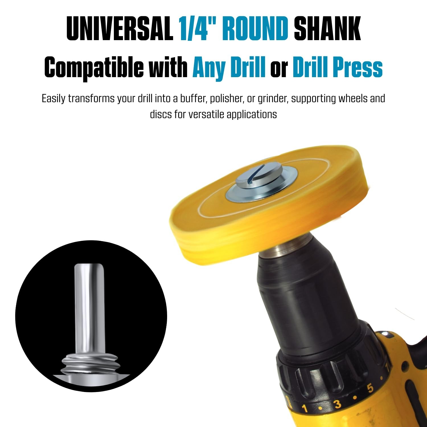 Drill Arbor Adapter Mandrel For Buffing Grinding Wheels 1/2 Inch Tool