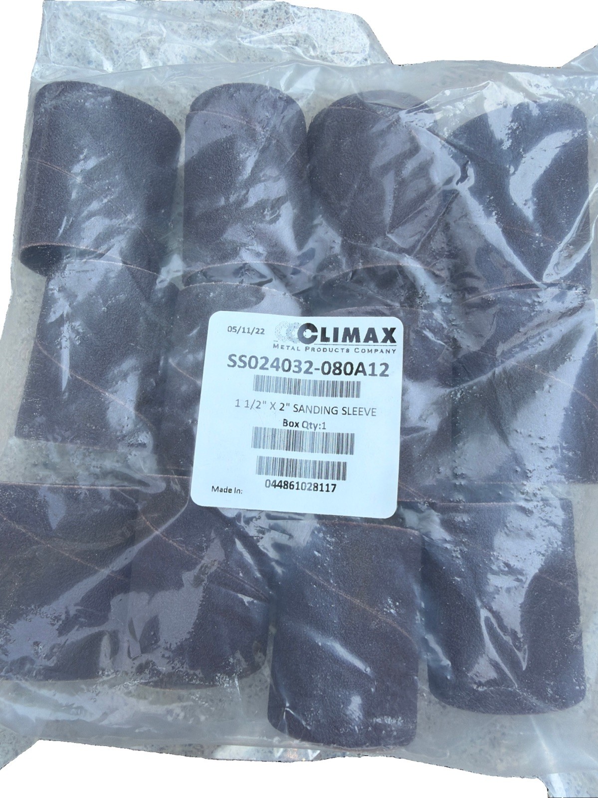 CLIMAX SS024032-080A12 – 1 1/2″ X 2″ SANDING SLEEVE 12PCS/PK 80-GRIT *NEW!*