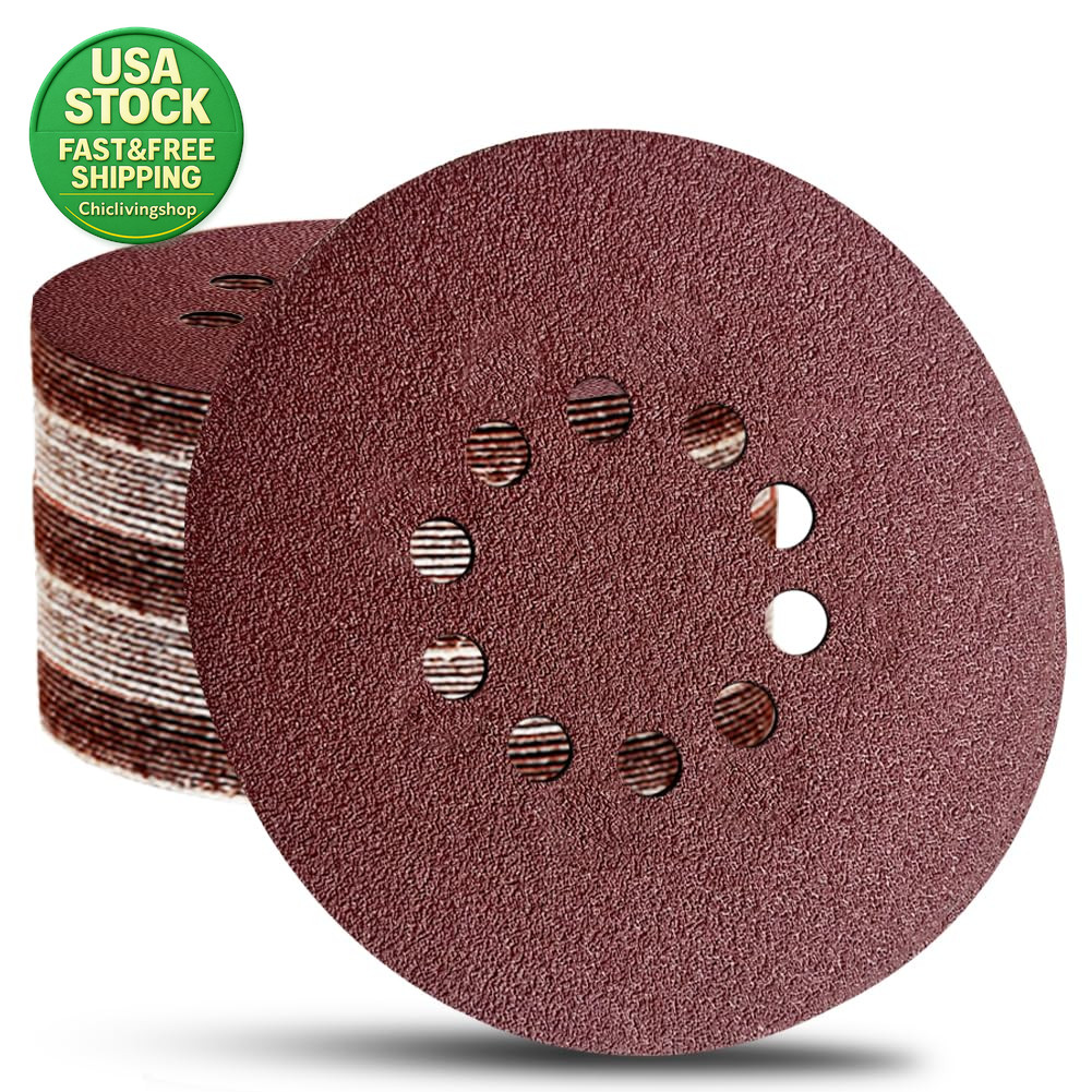 9 Inch 80 Grit Sanding Discs 10 Hole Hook and Loop Sandpaper 12 Pack Drywall