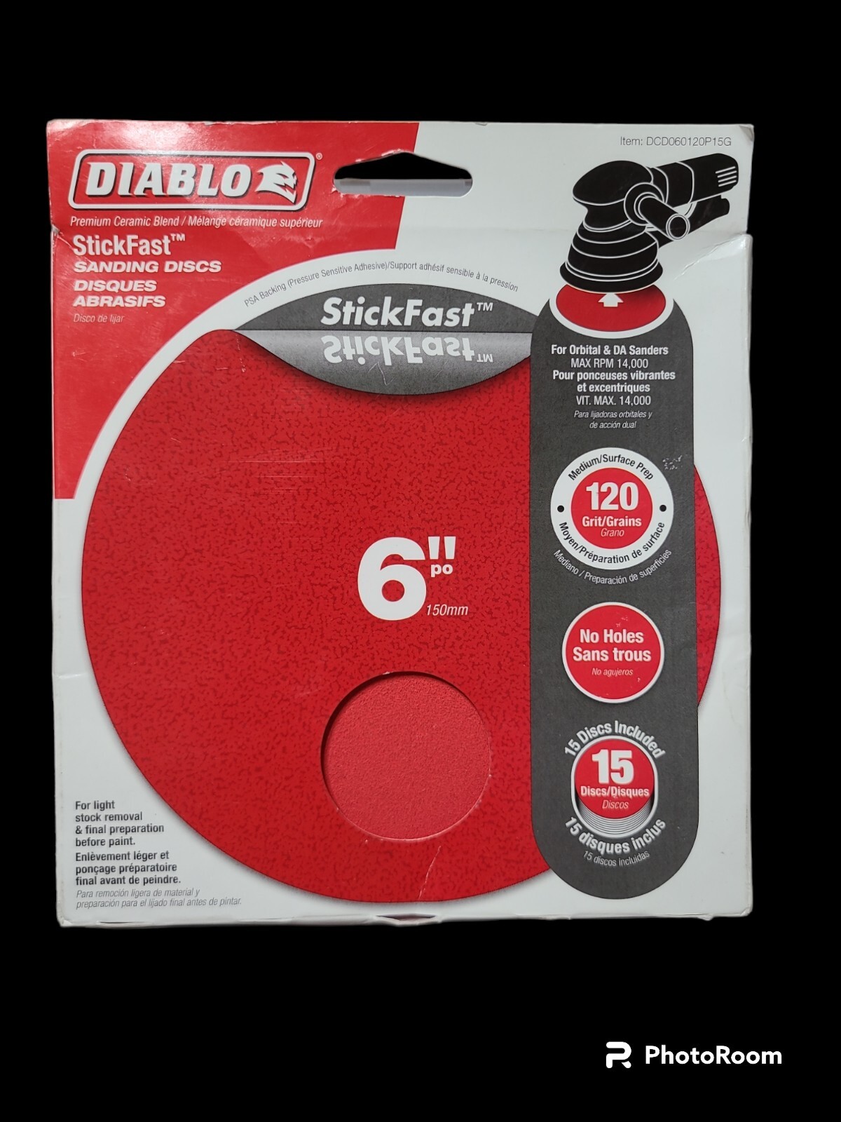 Diablo Sanding Discs 6” 15-Pack Stick Fast 120 Grit NEW