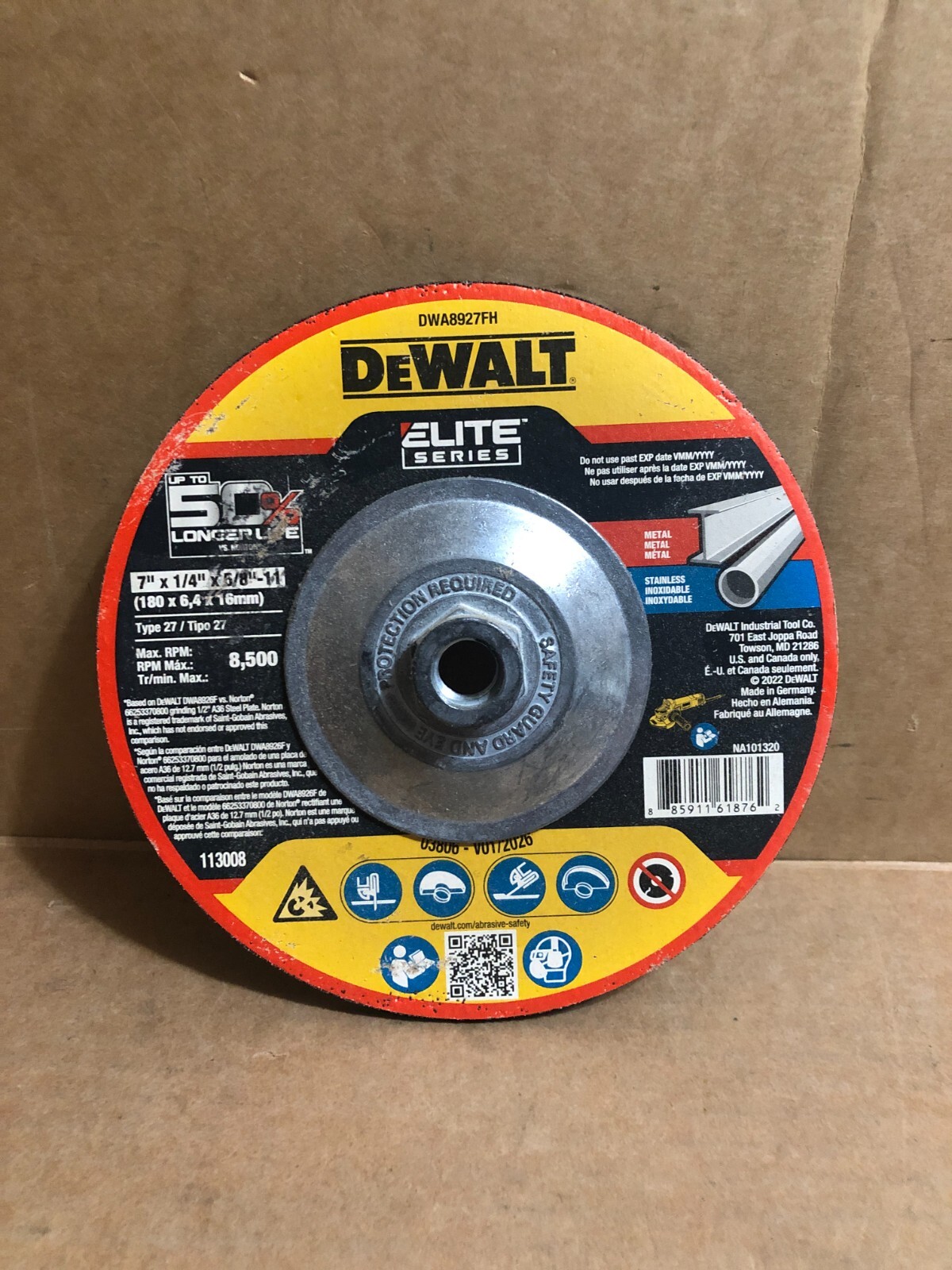 DeWalt Abrasive Cut-Off Wheel Type 27 Ceramic 7-In x 5/8-In -11 Arbor Hole **