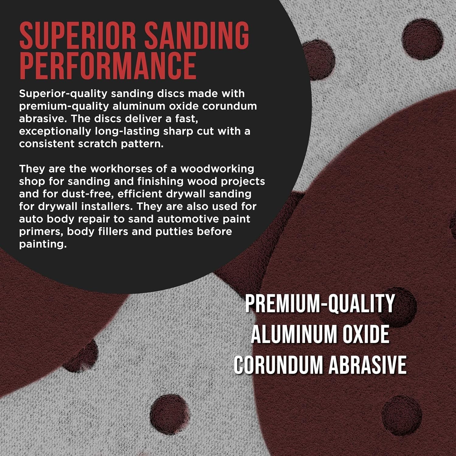 ProductionShop 5 Inch 80 Grit Sanding Discs 8 Hole 50 Pack Hook and Loop
