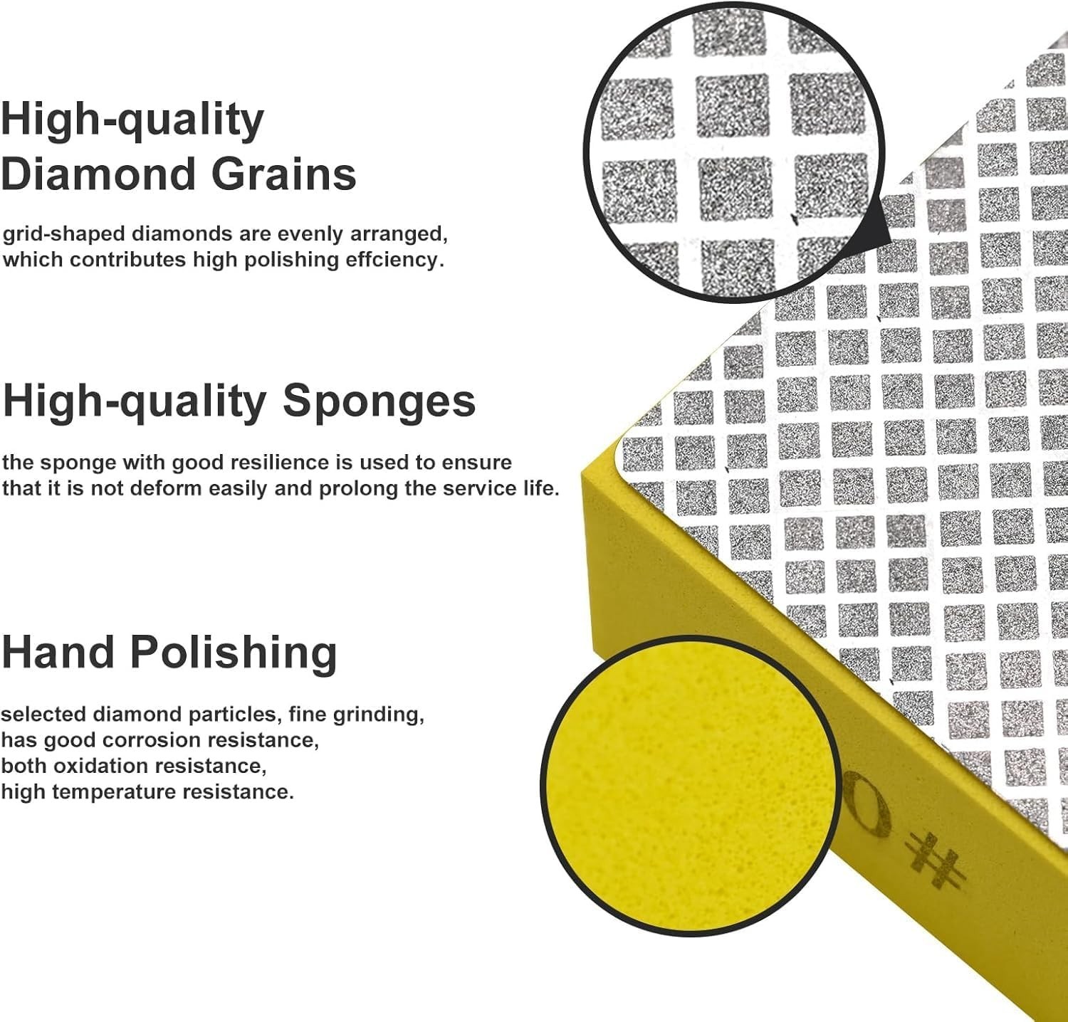 4pcs Diamond Hand Polishing Pads for Ceramic Tile Glass Grinding,Sanding Bloc…